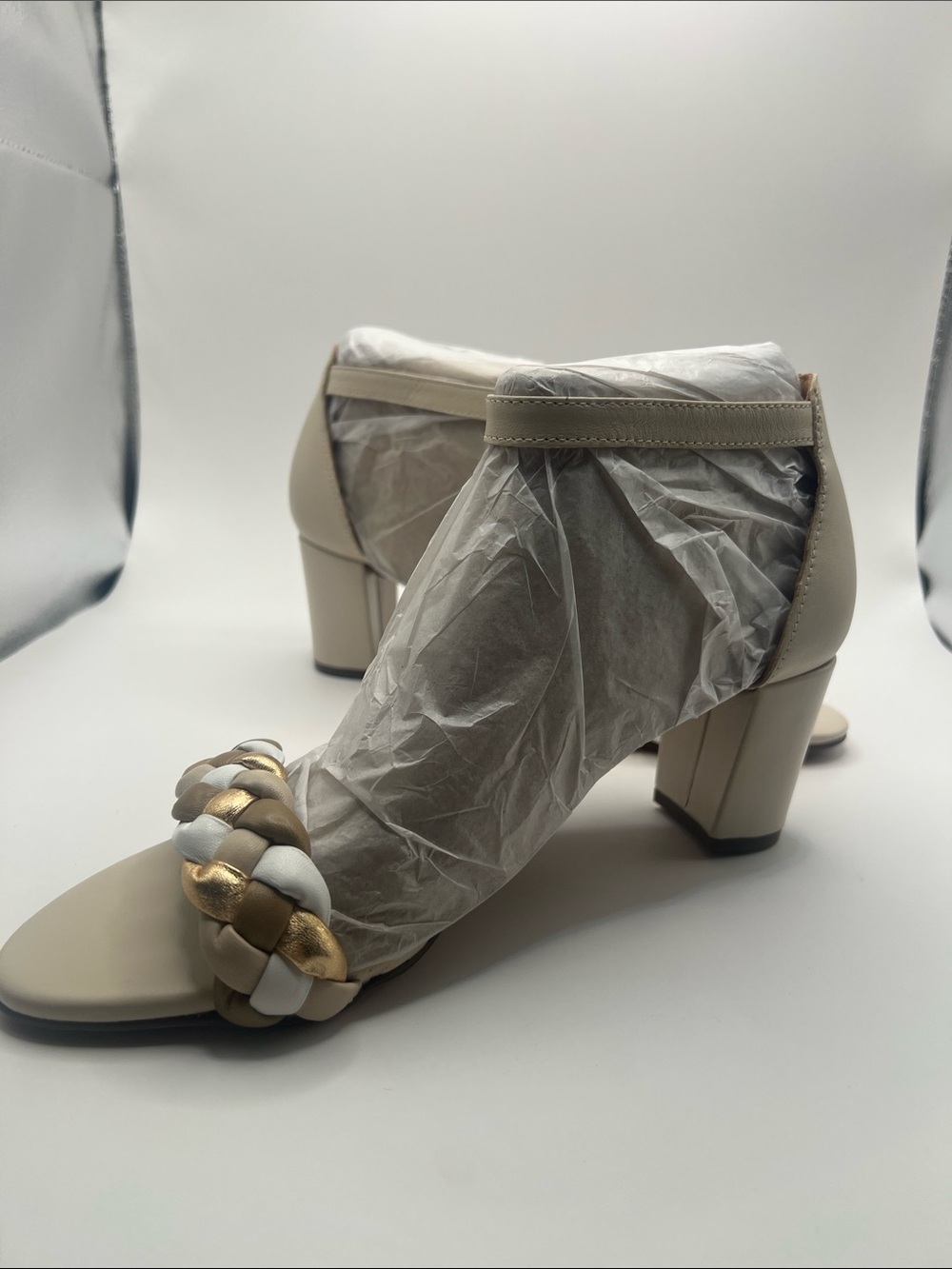 Naturalizer Vera Woven Size 10M Strappy Block Heel Sandal Leather Strap, NEW